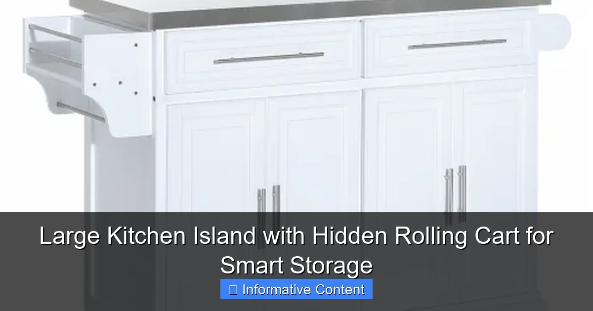 Large Kitchen Island with Hidden Rolling Cart for Smart Storage