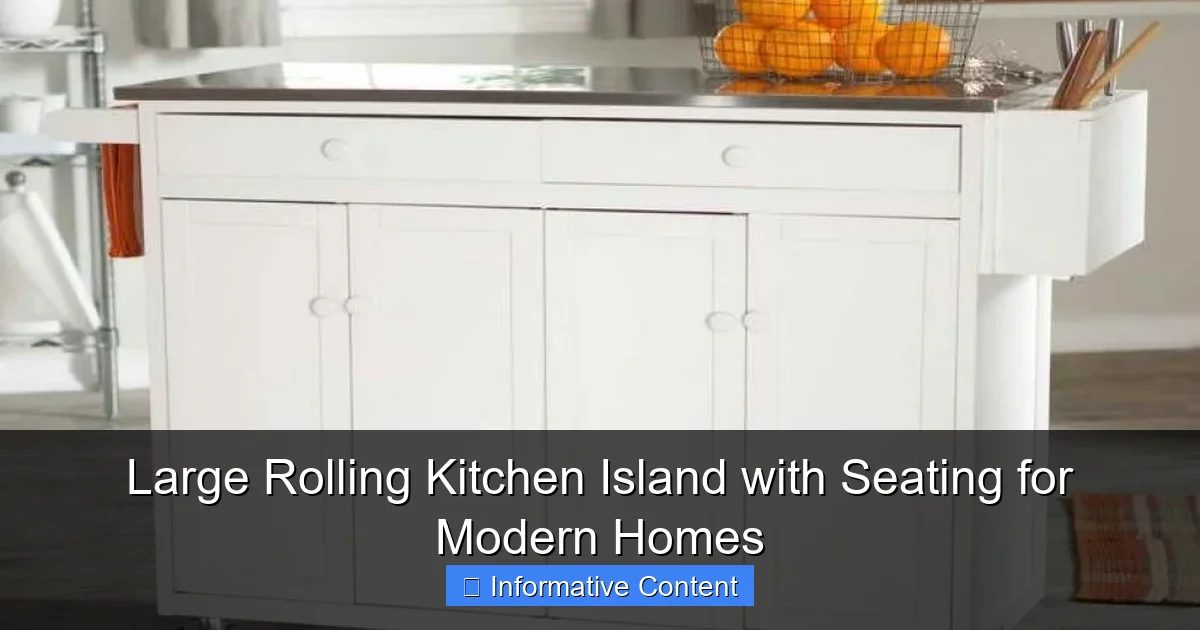 Large Rolling Kitchen Island with Seating for Modern Homes