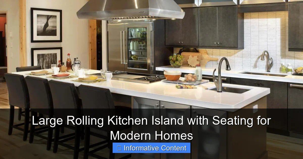 Large Rolling Kitchen Island with Seating for Modern Homes