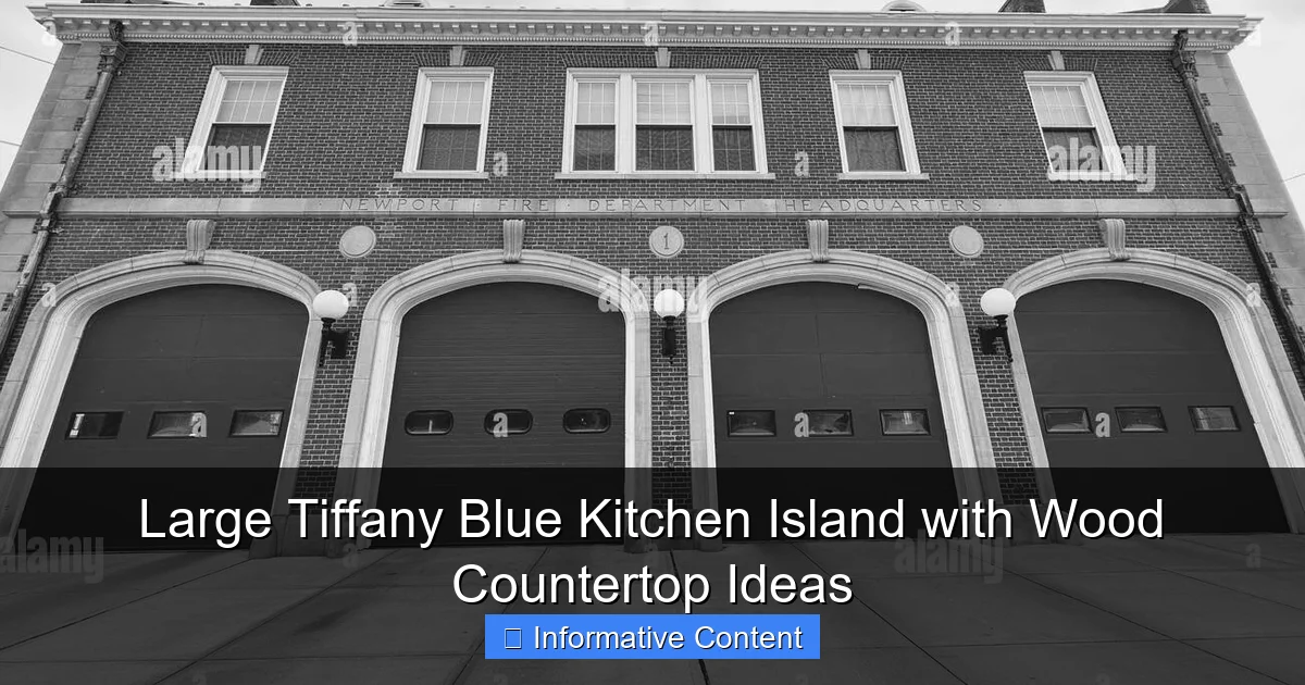 Large Tiffany Blue Kitchen Island with Wood Countertop Ideas