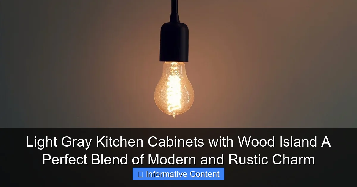 Light Gray Kitchen Cabinets with Wood Island A Perfect Blend of Modern and Rustic Charm