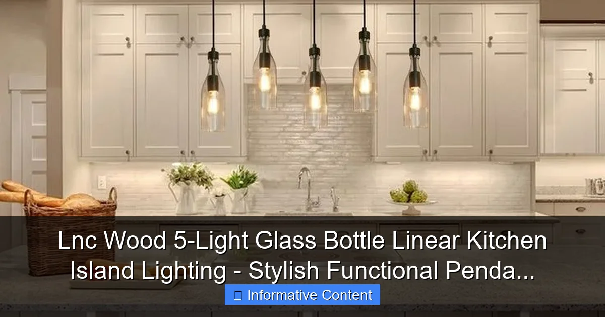 Lnc Wood 5-Light Glass Bottle Linear Kitchen Island Lighting - Stylish Functional Penda...