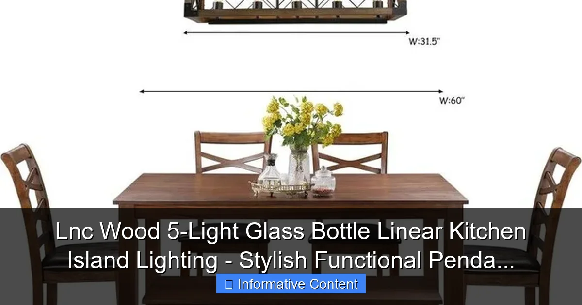 Lnc Wood 5-Light Glass Bottle Linear Kitchen Island Lighting - Stylish Functional Penda...