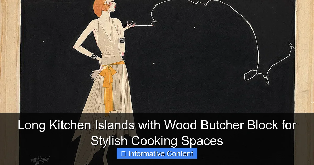 Long Kitchen Islands with Wood Butcher Block for Stylish Cooking Spaces