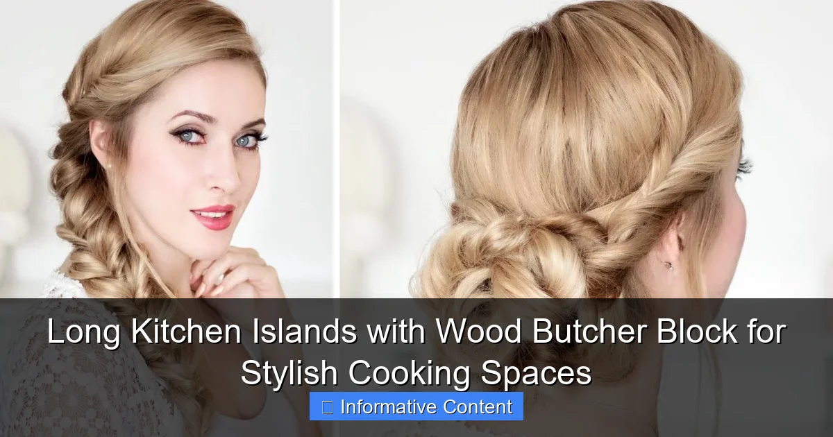 Long Kitchen Islands with Wood Butcher Block for Stylish Cooking Spaces