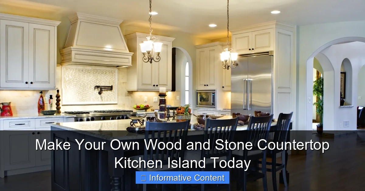 Make Your Own Wood and Stone Countertop Kitchen Island Today