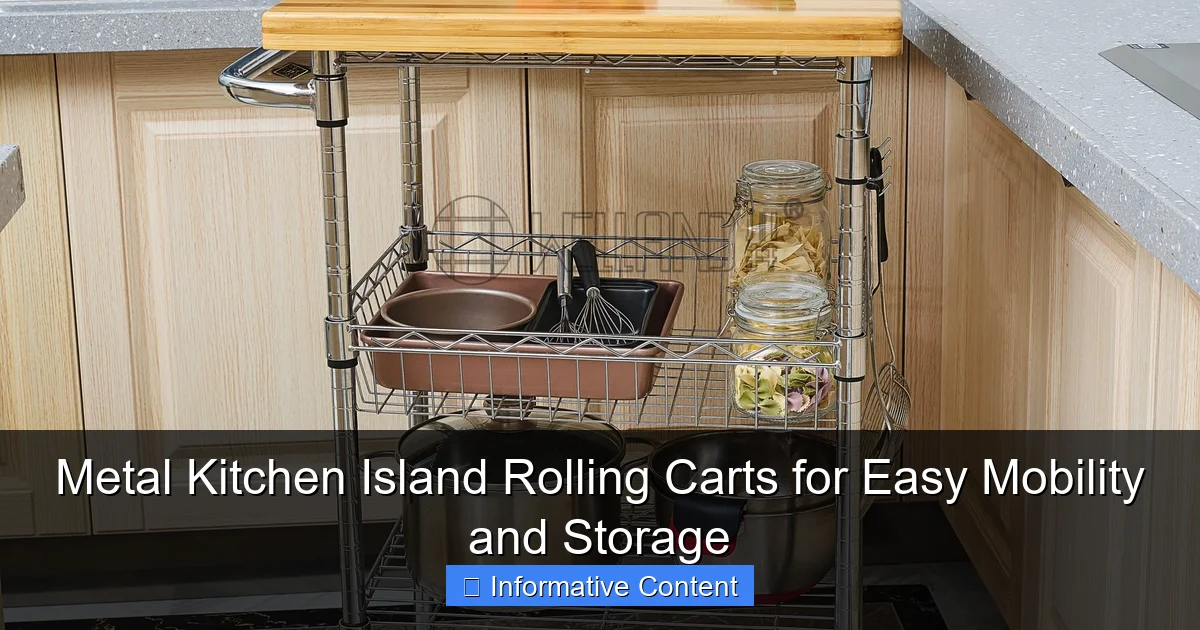 Metal Kitchen Island Rolling Carts for Easy Mobility and Storage
