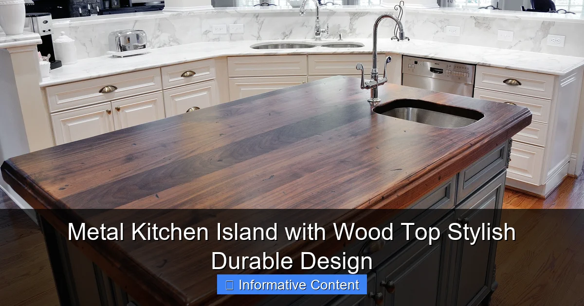 Metal Kitchen Island with Wood Top Stylish Durable Design