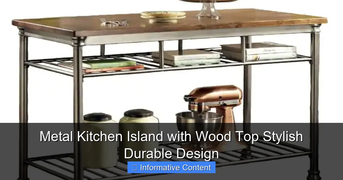 Metal Kitchen Island with Wood Top Stylish Durable Design