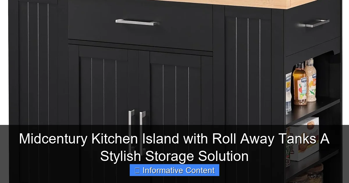 Midcentury Kitchen Island with Roll Away Tanks A Stylish Storage Solution