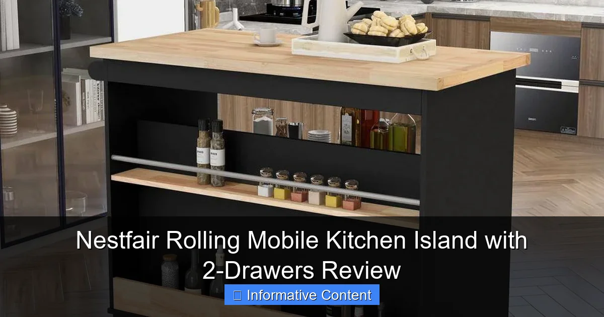 Nestfair Rolling Mobile Kitchen Island with 2-Drawers Review