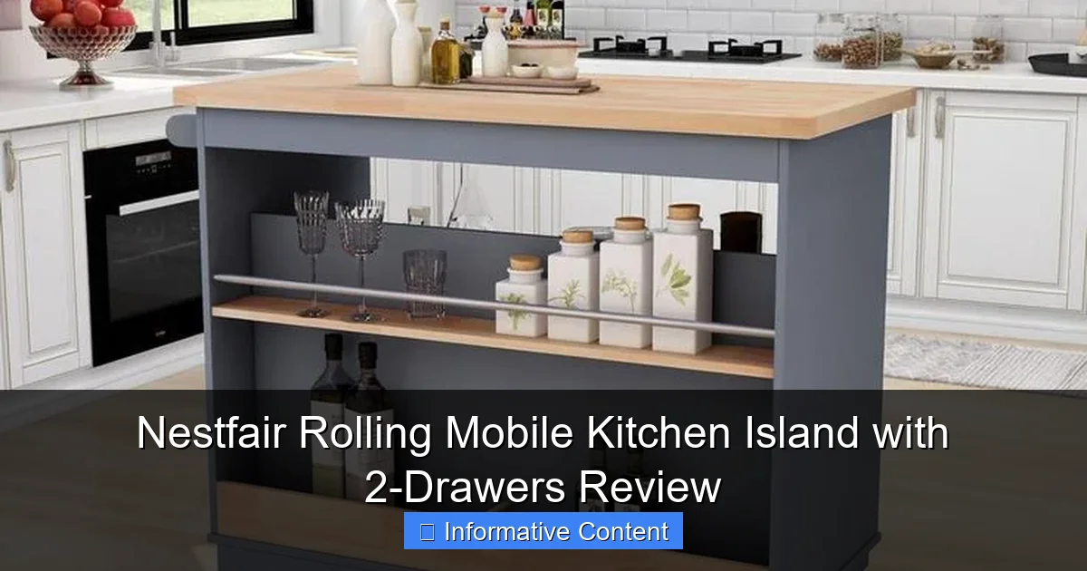 Nestfair Rolling Mobile Kitchen Island with 2-Drawers Review