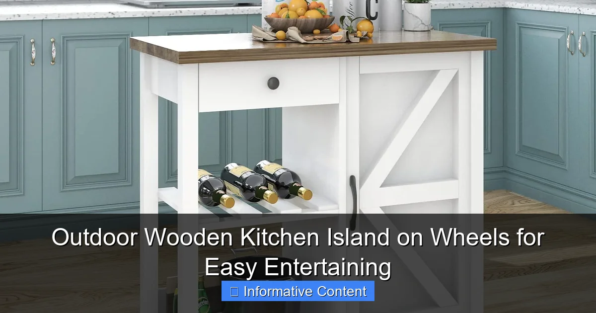 Outdoor Wooden Kitchen Island on Wheels for Easy Entertaining