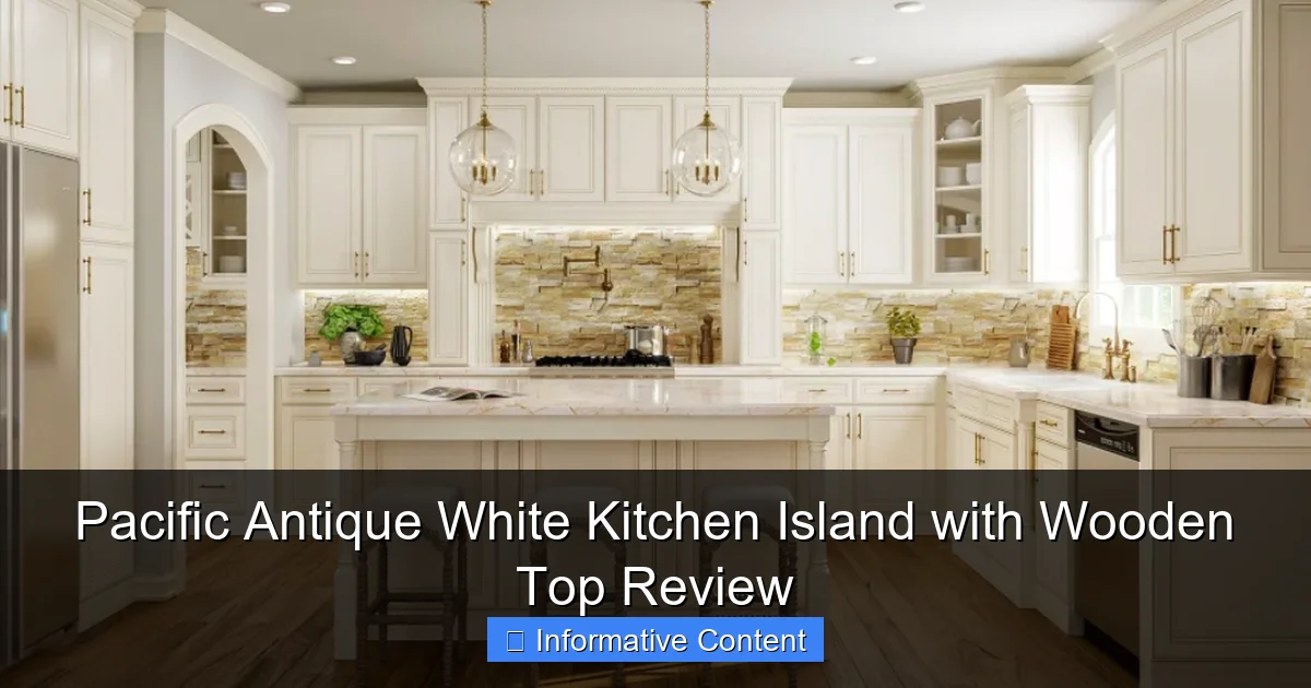 Pacific Antique White Kitchen Island with Wooden Top Review