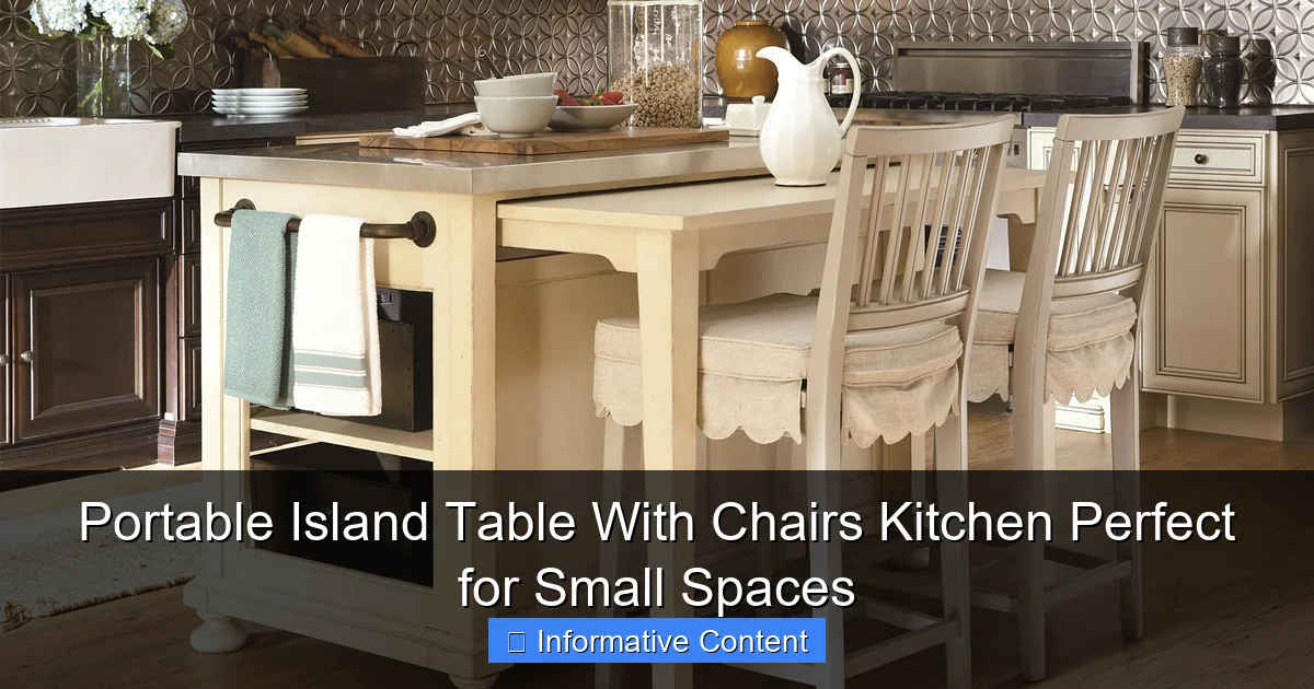 Portable Island Table With Chairs Kitchen Perfect for Small Spaces