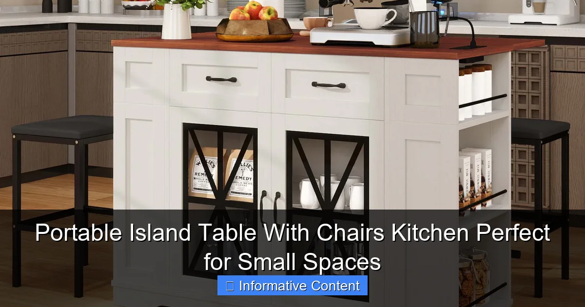 Portable Island Table With Chairs Kitchen Perfect for Small Spaces