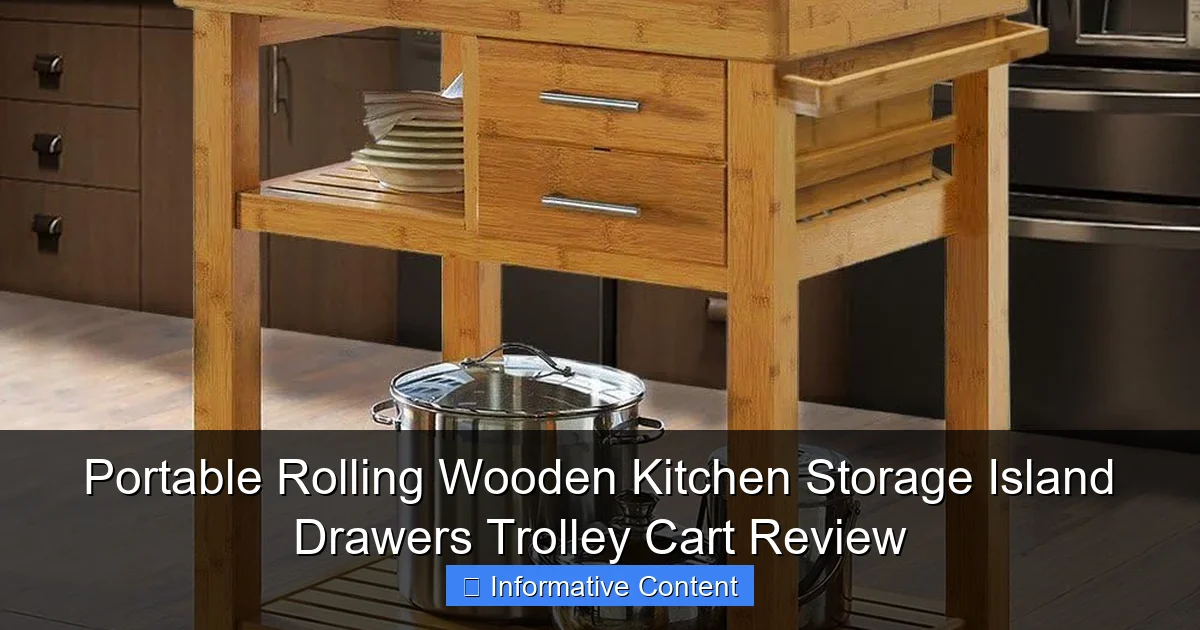 Portable Rolling Wooden Kitchen Storage Island Drawers Trolley Cart Review