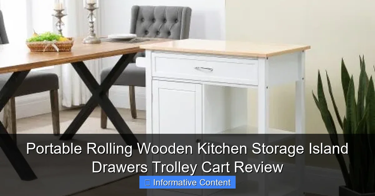 Portable Rolling Wooden Kitchen Storage Island Drawers Trolley Cart Review
