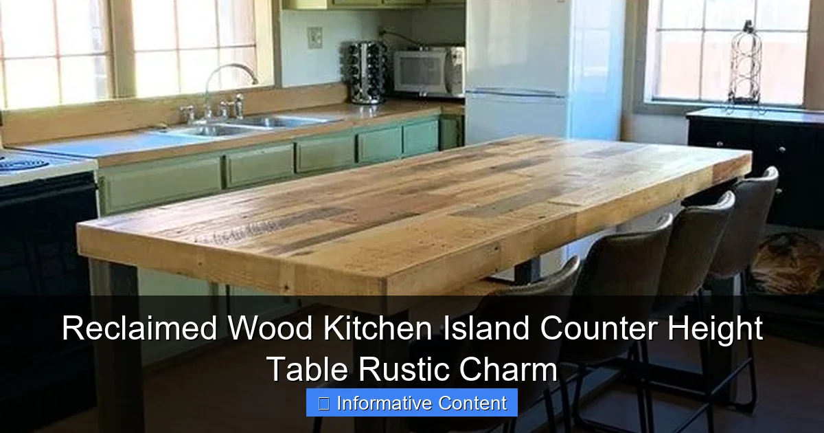 Reclaimed Wood Kitchen Island Counter Height Table Rustic Charm