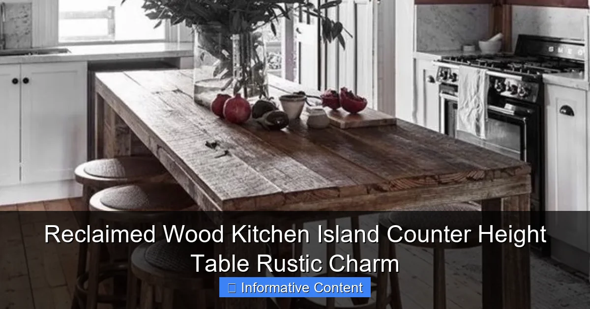 Reclaimed Wood Kitchen Island Counter Height Table Rustic Charm