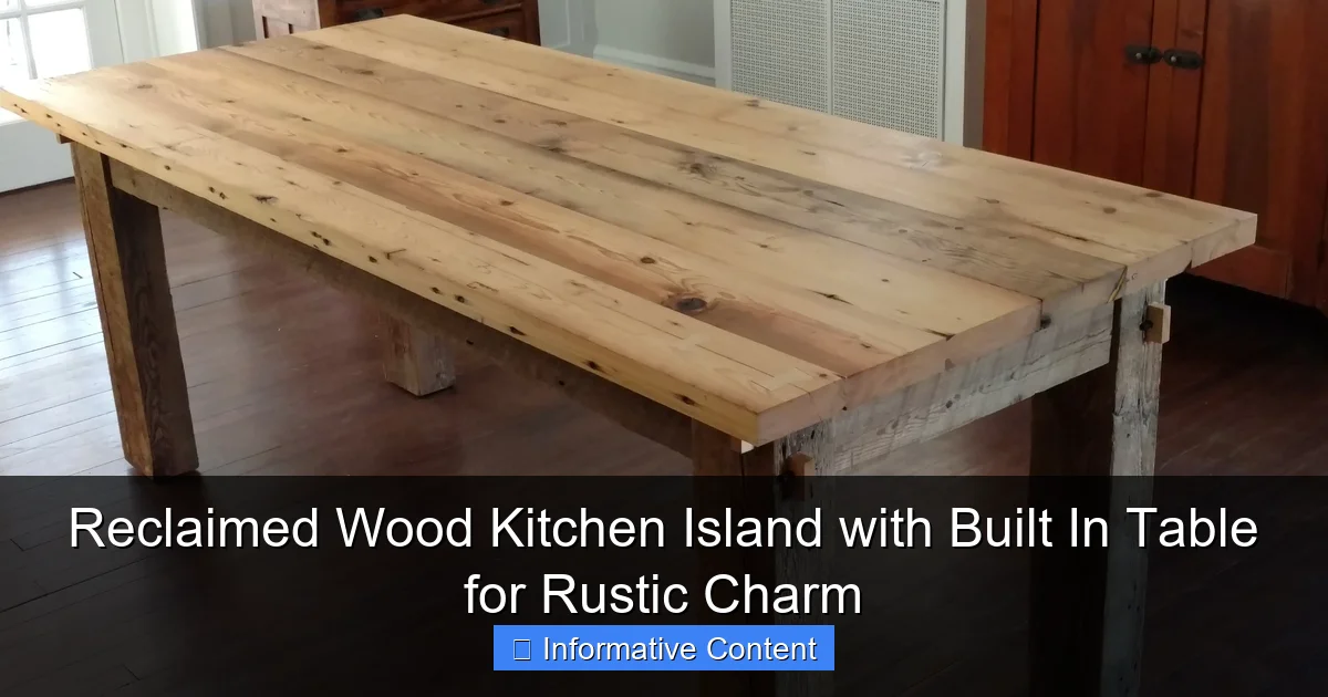 Reclaimed Wood Kitchen Island with Built In Table for Rustic Charm