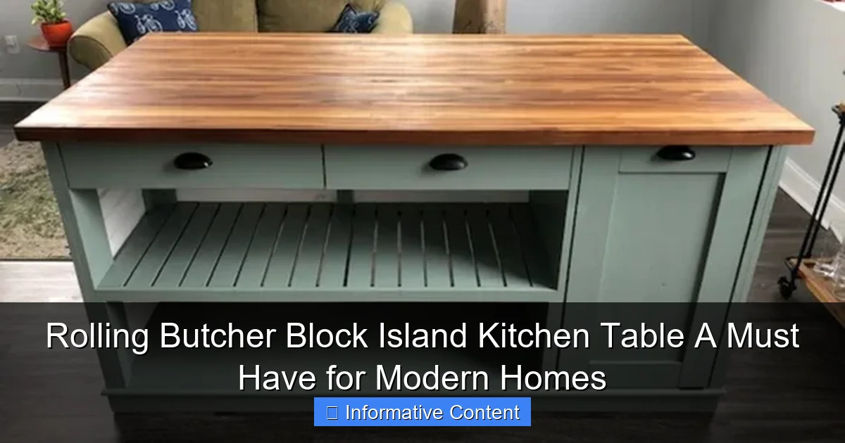 Rolling Butcher Block Island Kitchen Table A Must Have for Modern Homes