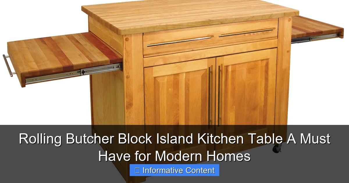 Rolling Butcher Block Island Kitchen Table A Must Have for Modern Homes