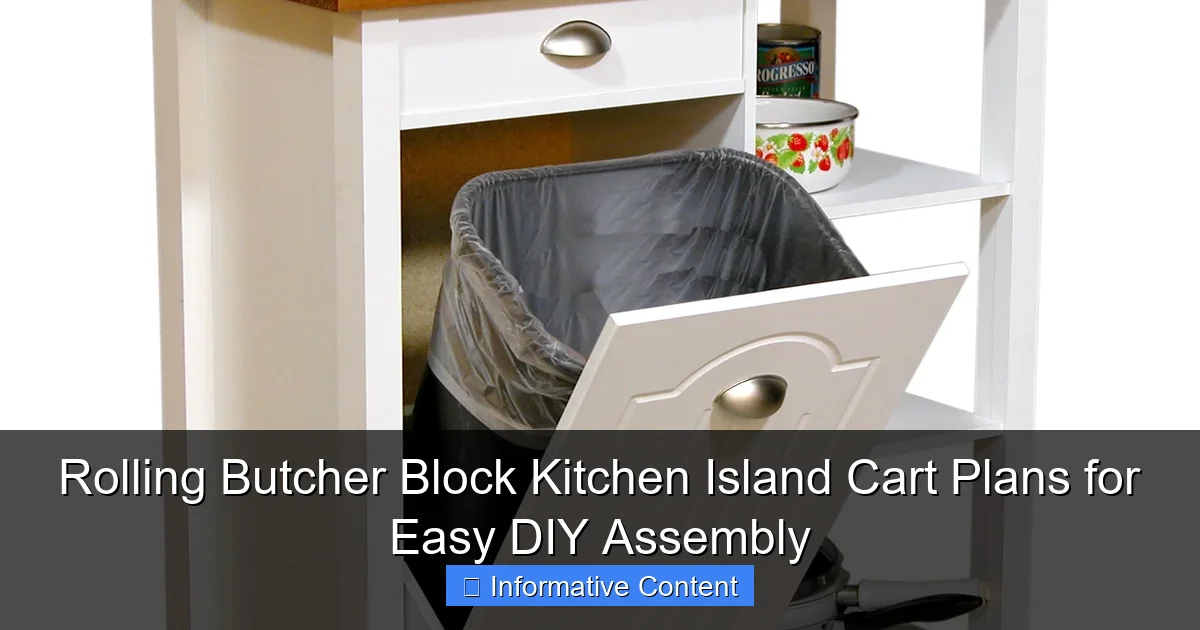 Rolling Butcher Block Kitchen Island Cart Plans for Easy DIY Assembly