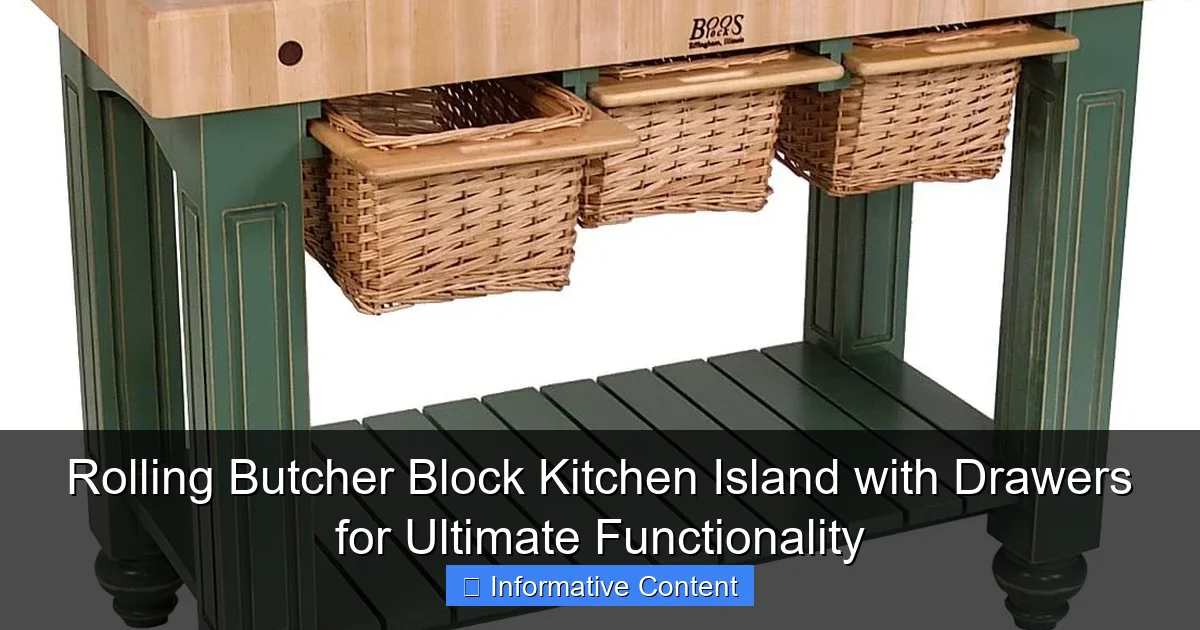 Rolling Butcher Block Kitchen Island with Drawers for Ultimate Functionality