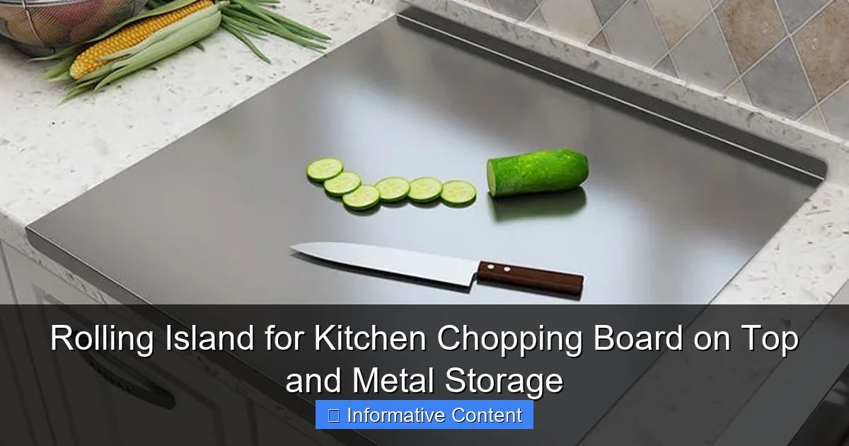 Rolling Island for Kitchen Chopping Board on Top and Metal Storage