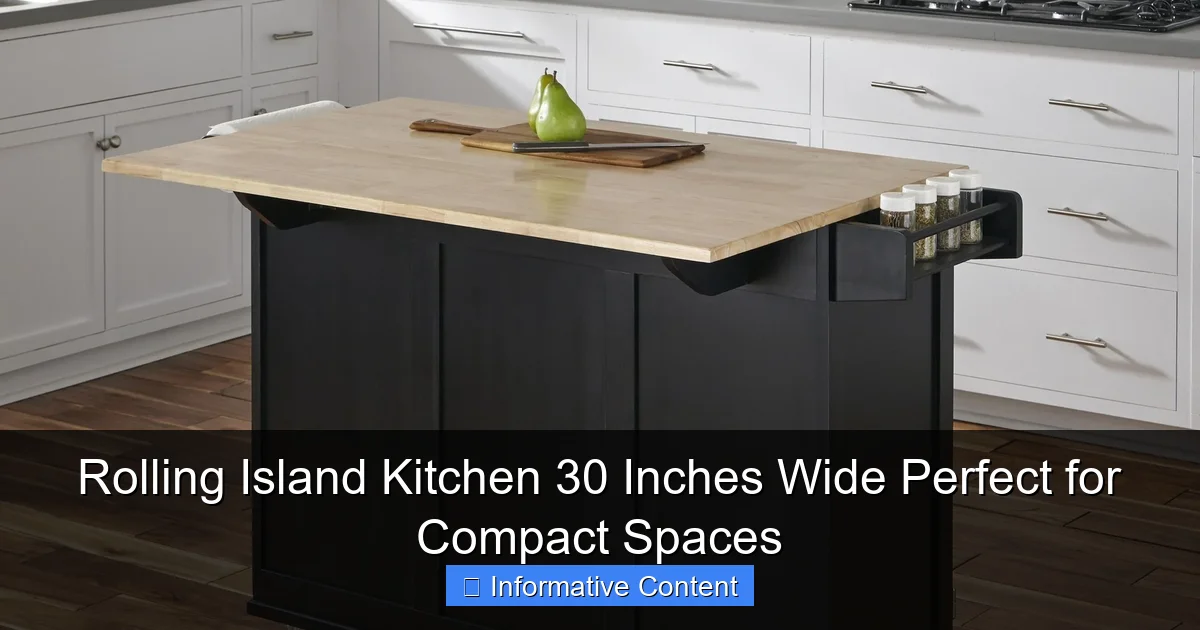 Rolling Island Kitchen 30 Inches Wide Perfect for Compact Spaces