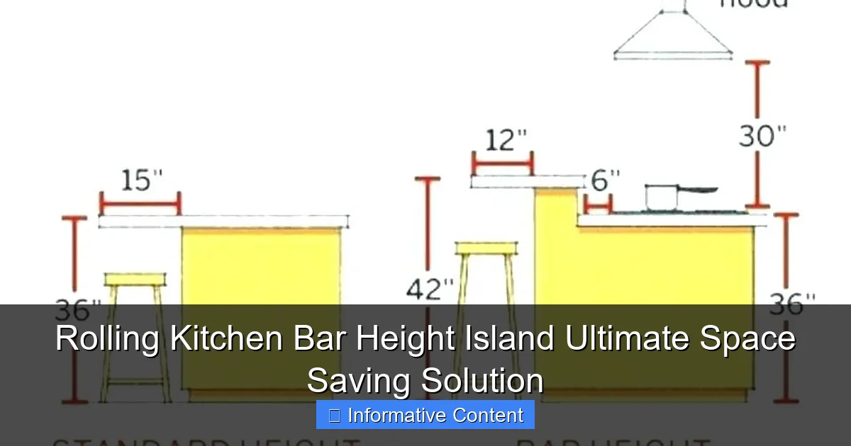 Rolling Kitchen Bar Height Island Ultimate Space Saving Solution