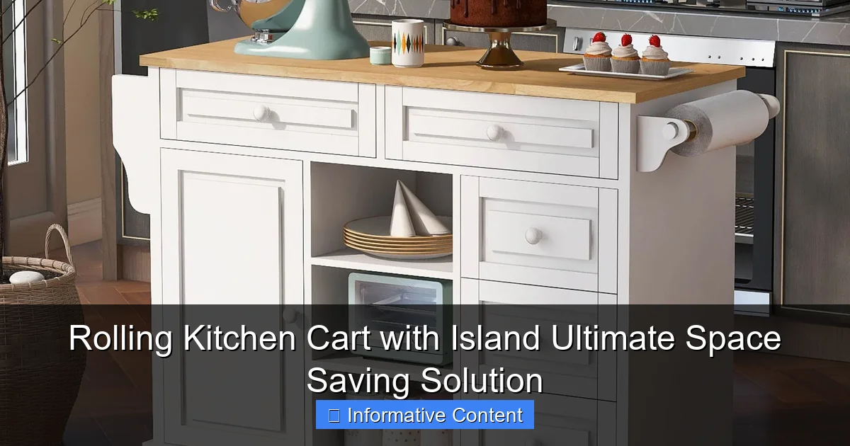 Rolling Kitchen Cart with Island Ultimate Space Saving Solution