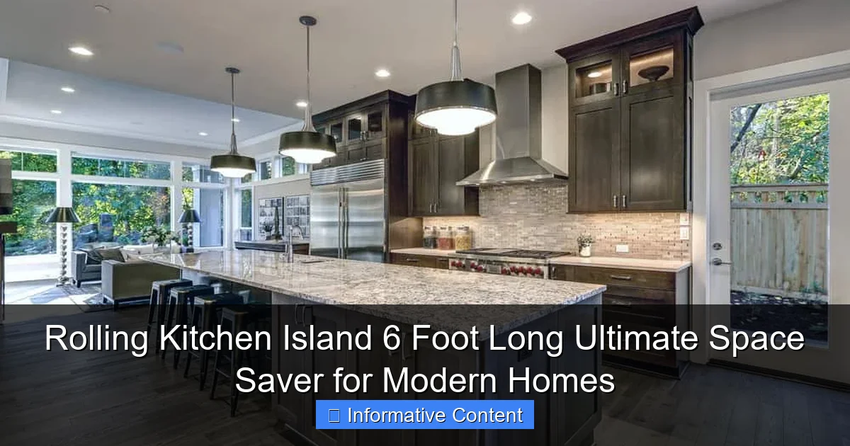 Rolling Kitchen Island 6 Foot Long Ultimate Space Saver for Modern Homes