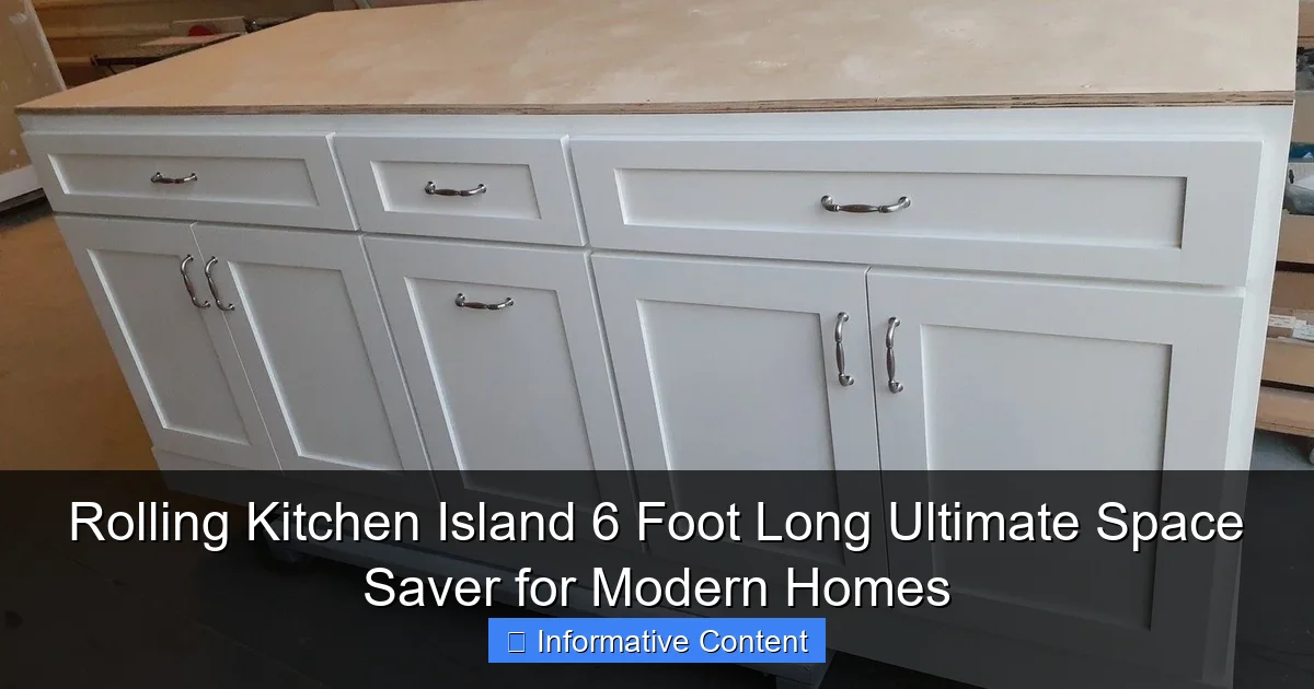 Rolling Kitchen Island 6 Foot Long Ultimate Space Saver for Modern Homes