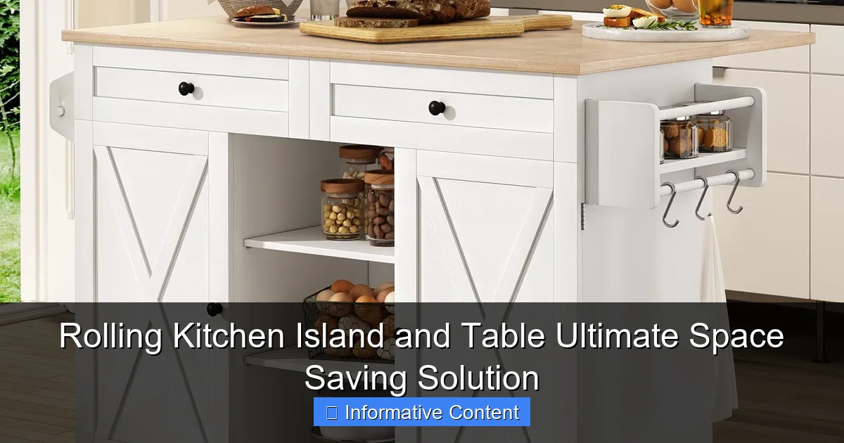 Rolling Kitchen Island and Table Ultimate Space Saving Solution