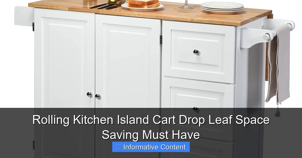 Rolling Kitchen Island Cart Drop Leaf Space Saving Must Have