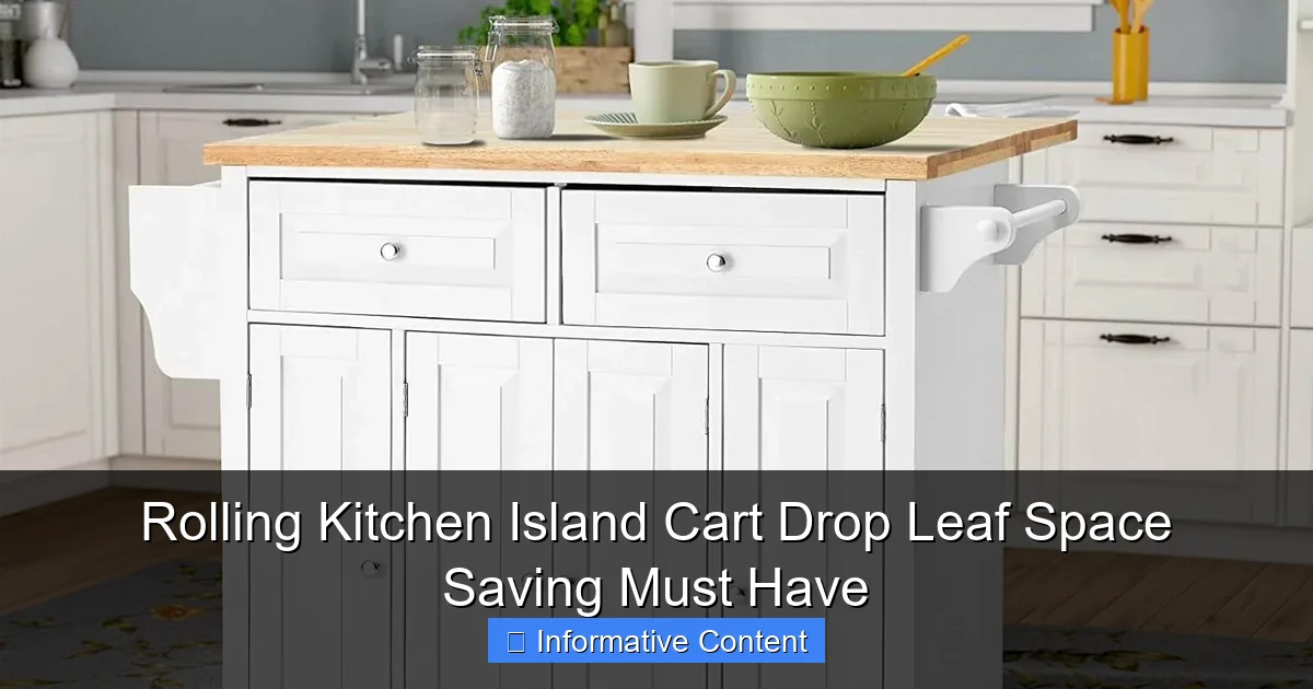 Rolling Kitchen Island Cart Drop Leaf Space Saving Must Have