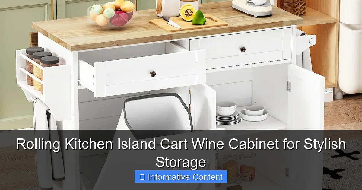 Rolling Kitchen Island Cart Wine Cabinet for Stylish Storage