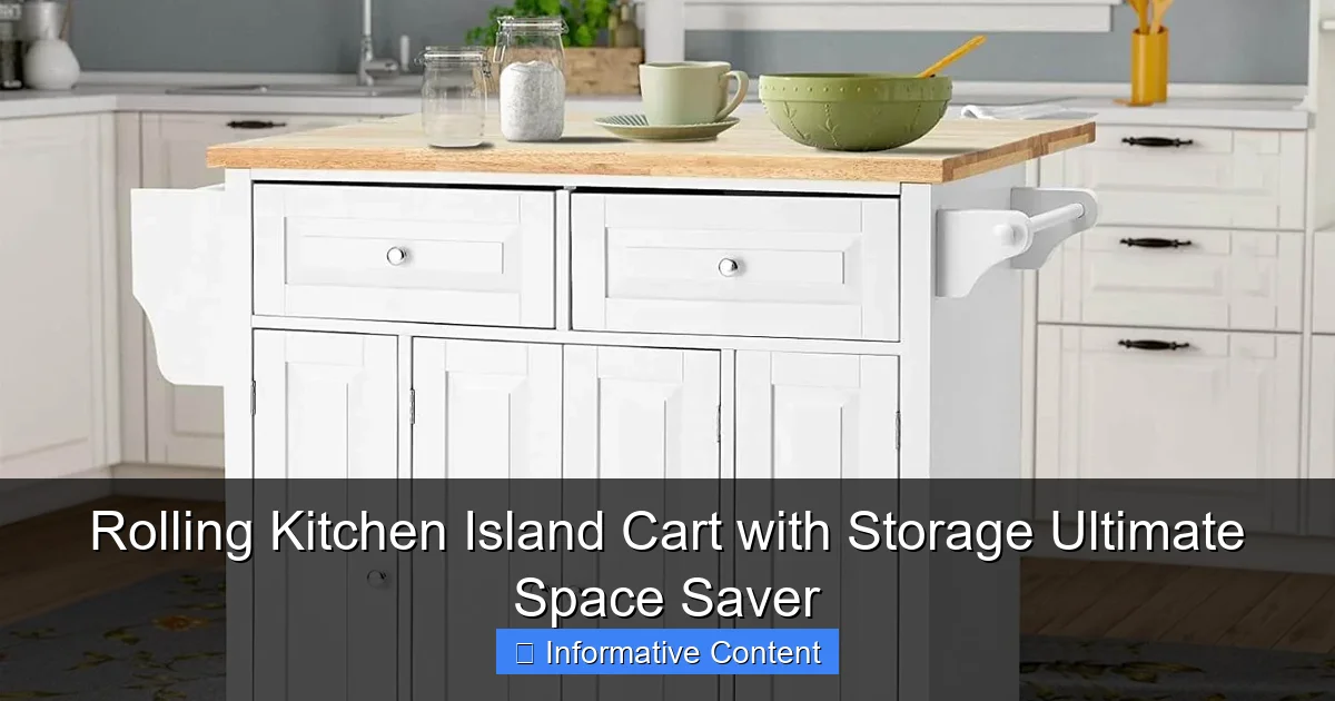 Rolling Kitchen Island Cart with Storage Ultimate Space Saver