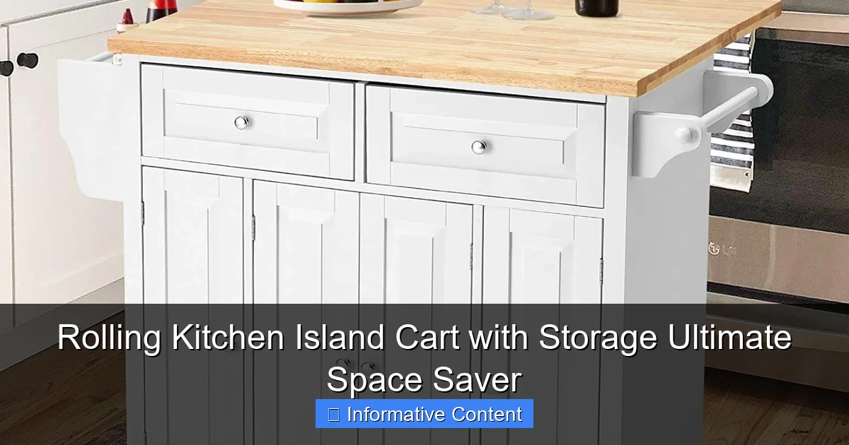 Rolling Kitchen Island Cart with Storage Ultimate Space Saver