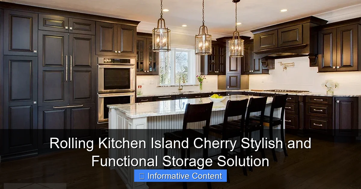 Rolling Kitchen Island Cherry Stylish and Functional Storage Solution