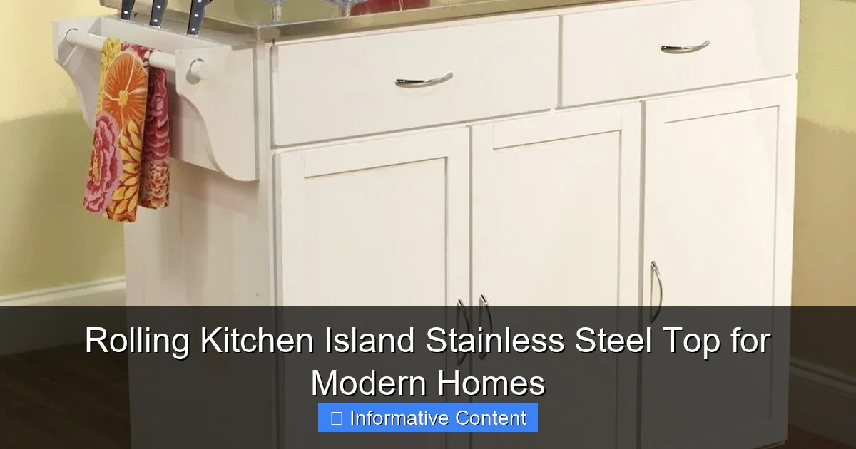 Rolling Kitchen Island Stainless Steel Top for Modern Homes