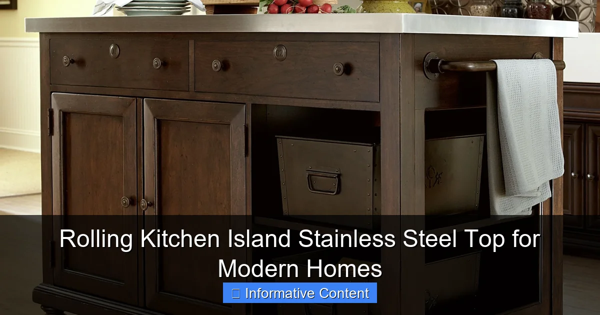 Rolling Kitchen Island Stainless Steel Top for Modern Homes