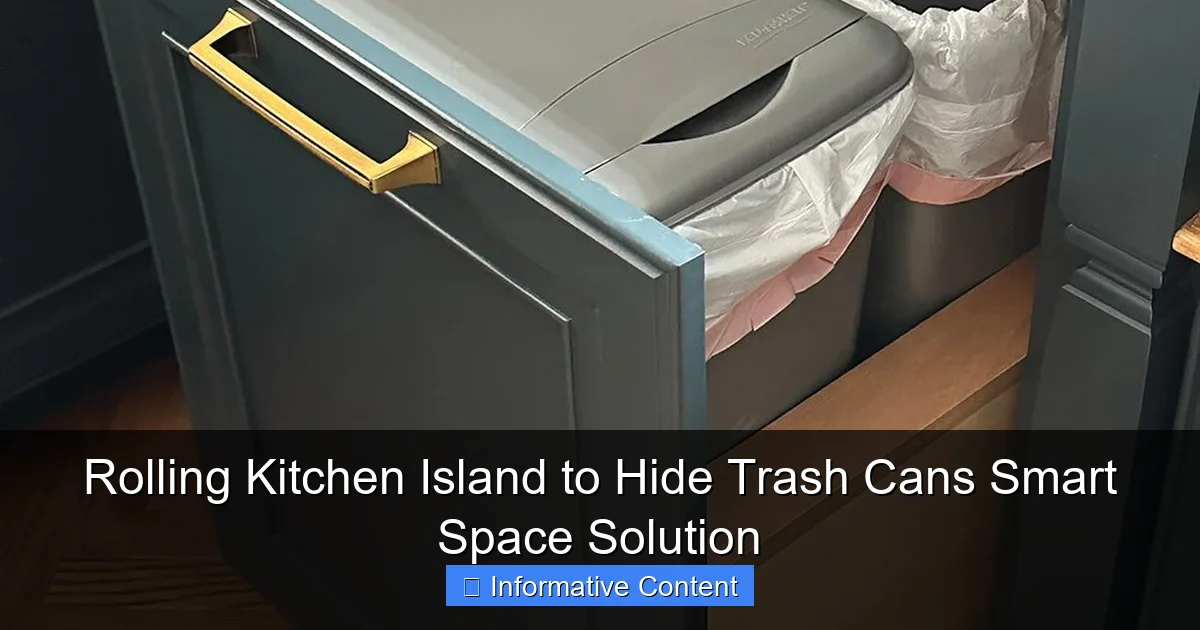 Rolling Kitchen Island to Hide Trash Cans Smart Space Solution