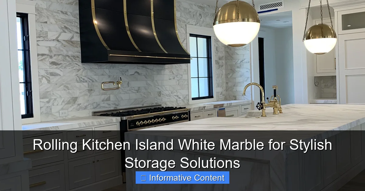 Rolling Kitchen Island White Marble for Stylish Storage Solutions