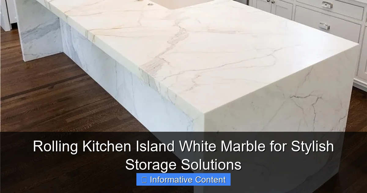 Rolling Kitchen Island White Marble for Stylish Storage Solutions