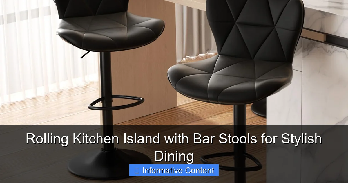 Rolling Kitchen Island with Bar Stools for Stylish Dining