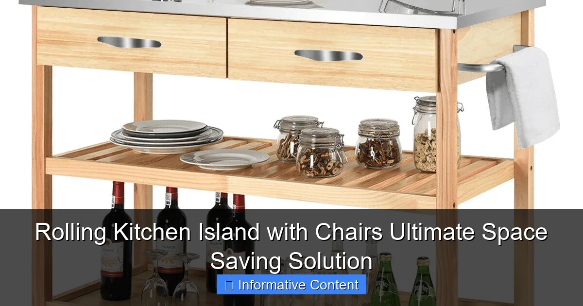 Rolling Kitchen Island with Chairs Ultimate Space Saving Solution