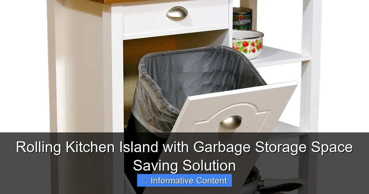 Rolling Kitchen Island with Garbage Storage Space Saving Solution